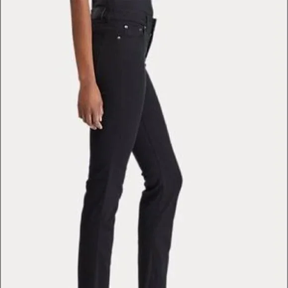Lauren Ralph Lauren Jeans Size 12 Super Stretch Premier Straight Black Classic - Picture 5 of 8
